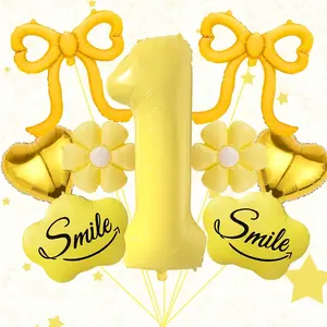 Number 1-9 Balloon Set, Includes Cloud, Daisy, Bow & Heart Decor, Ideal for Themed Birthdays, Celebrations & Home Decoration, Balloon Kit