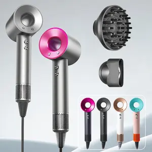 Ionic hair dryer with diffuser, 1600W powerful blow dryer, suitable for women and men, fast-drying hair dryer with nozzle, ideal for home and salon use