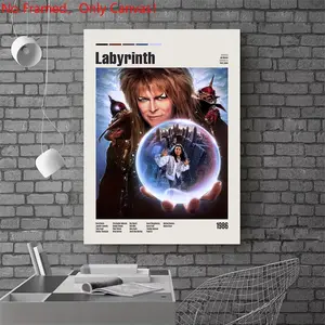 1 piece/set frameless canvas painting print poster, Classic Movie scenes Poster art，Labyrinth Movie Poster， a perfect gift for Movie loves, ideal gift for bedroom, living room, dorm hallway, kitchen, mural, wall decoration, room decor