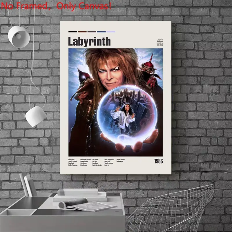 1 piece/set frameless canvas painting print poster, Classic Movie scenes Poster art，Labyrinth Movie Poster， a perfect gift for Movie loves, ideal gift for bedroom, living room, dorm hallway, kitchen, mural, wall decoration, room decor