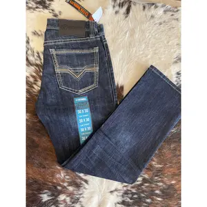 Rock&Roll Denim Natural Leather Revolver Straight Jeans - Dark Wash