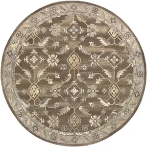 Livabliss CAE1200-8RD 8 ft. Caesar Round Area Rug, Dark Brown