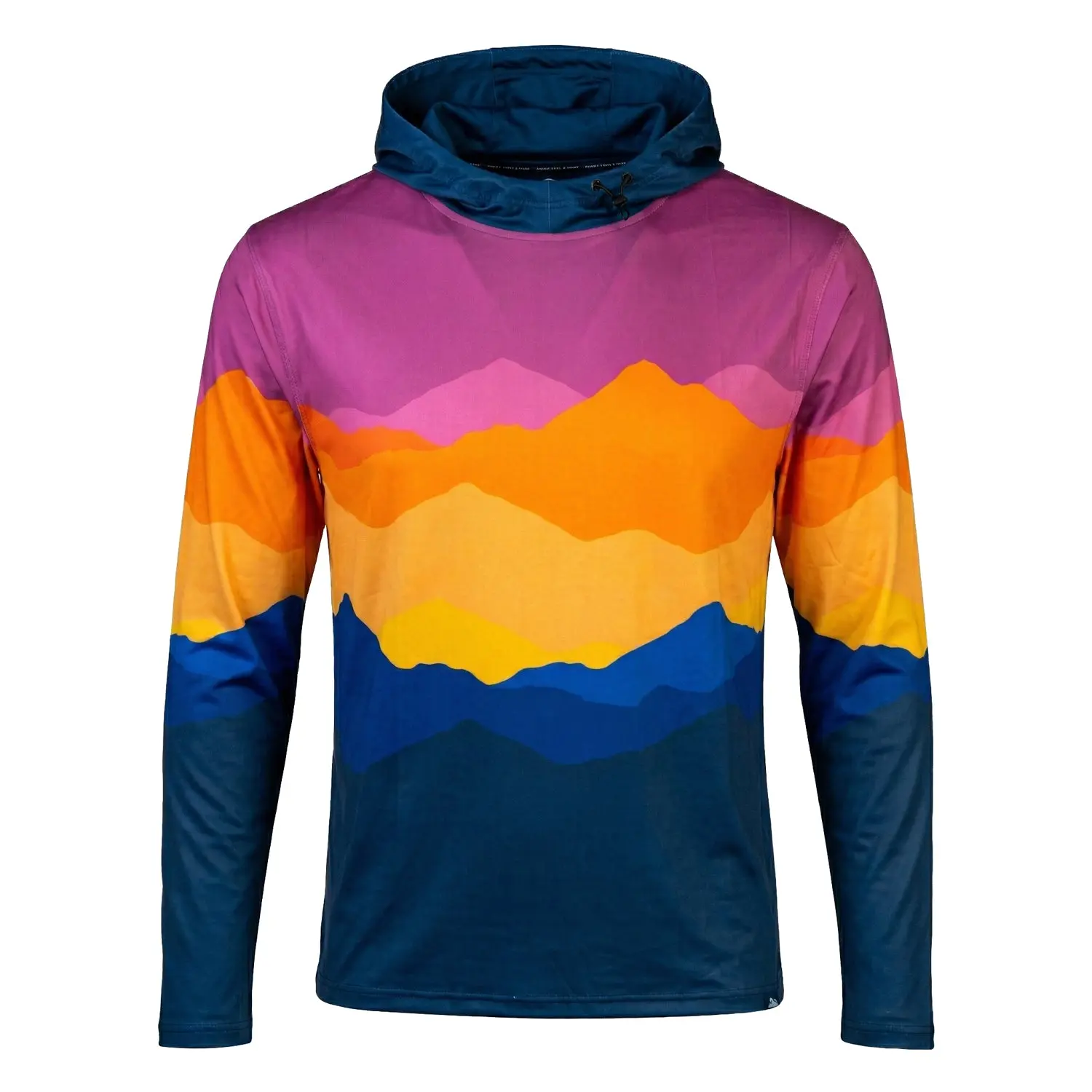 Lightweight Running Hoodie with Happy Hour Mountain Range Graphic, Moisture-Wicking Athletic Activewear with Thumbholes, Zipper Side Pockets, Athletic Fashion Activewear