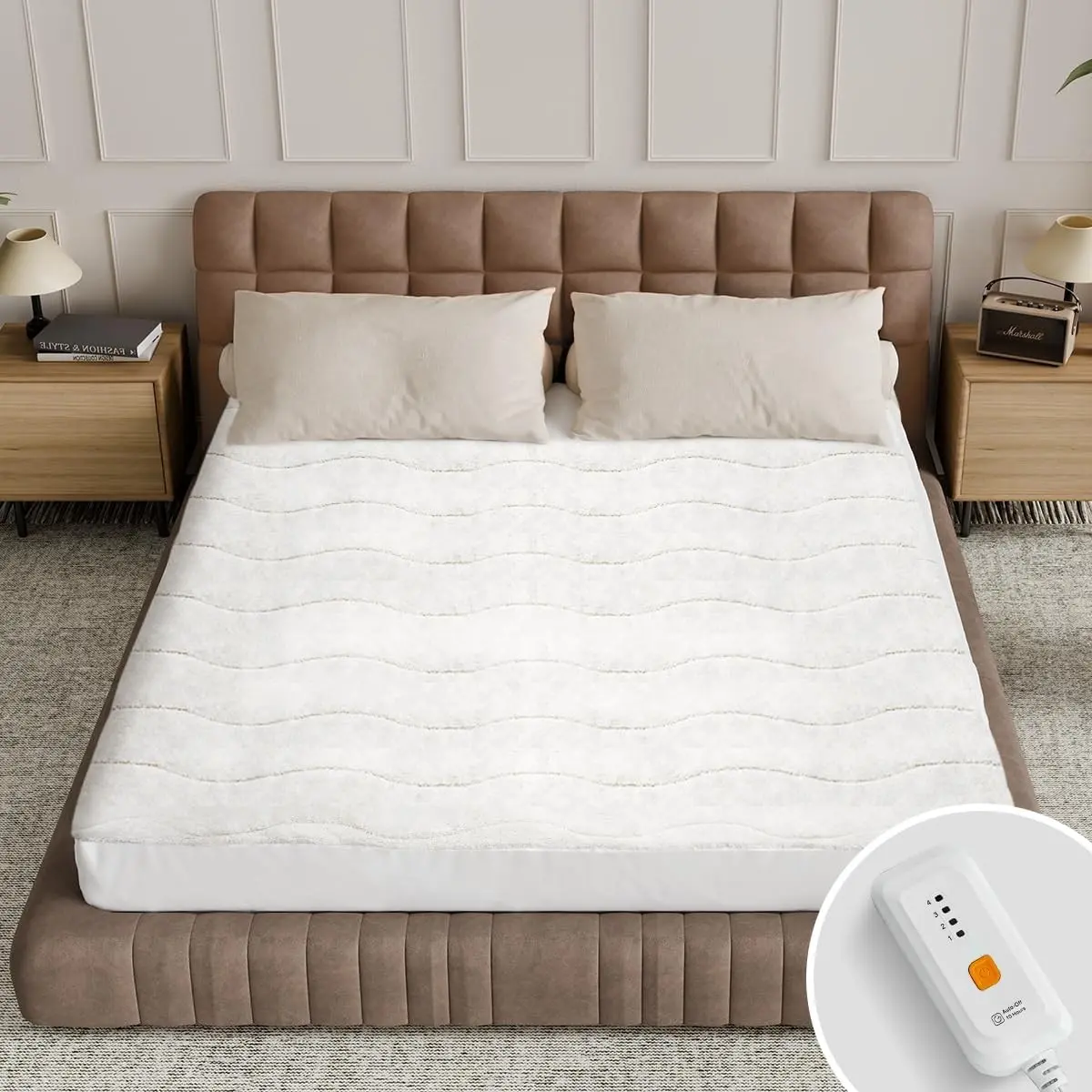 Heated Mattress Pad Full Size - Single Control Electric Mattress Pad with 4 Heat Settings & 10 Hour Auto Off, Bed Warmer Mattress Cover 15" Deep