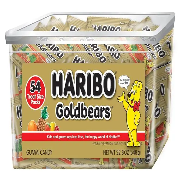Goldbears, Gummi Candy, 22.8 oz Tub (54 Packs) Assorted Flavors