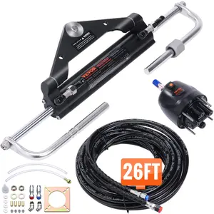 fathersdaygift  VEVOR Hydraulic Outboard Steering Kit, 150HP, Marine Boat Hydraulic Steering System, with Helm Pump Two-Way Lock Cylinder and 26 Feet Hydraulic Steering Hose, for Single Station Single-Engine Boats