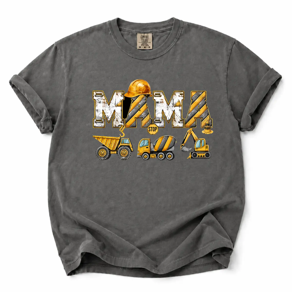 Comfort Colors T-Shirt Construction Mama Tee, Excavator Dump Truck Cement Mixer Shirt, Heavy Equipment Lover Gift for Mom, Casual Graphic Tee