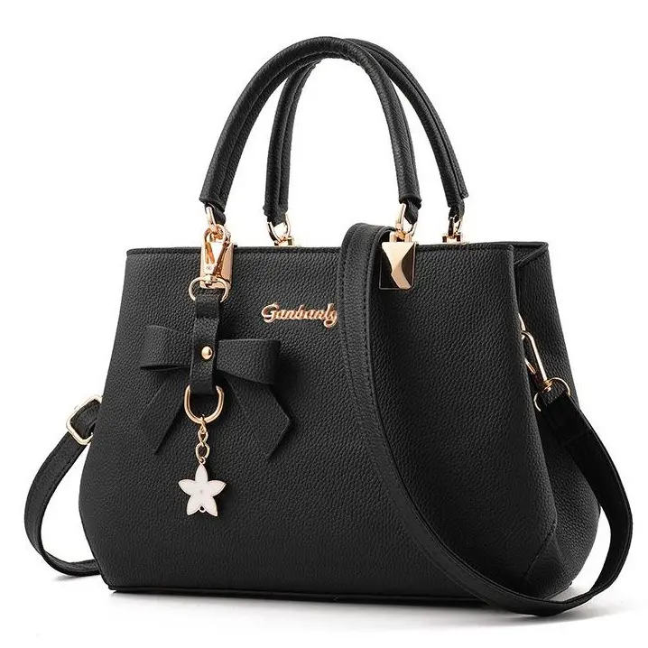 Ladies' fashionable handbag with bow tie shoulder bag, multi-layer multi pocket handbag, PU leather crossbody bag, adjustable shoulder strap tote bag
