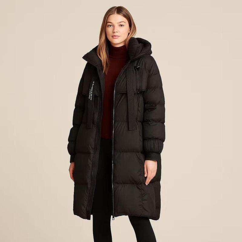 Puffer Jacket for Women - Thickened Hooded Cotton Padded Coat, Long Loose Fit, Warm & Versatile Puffer Jacket for Women - Thickened Hooded Cotton Padded Coat, Long Loose Fit, Warm & Versatile