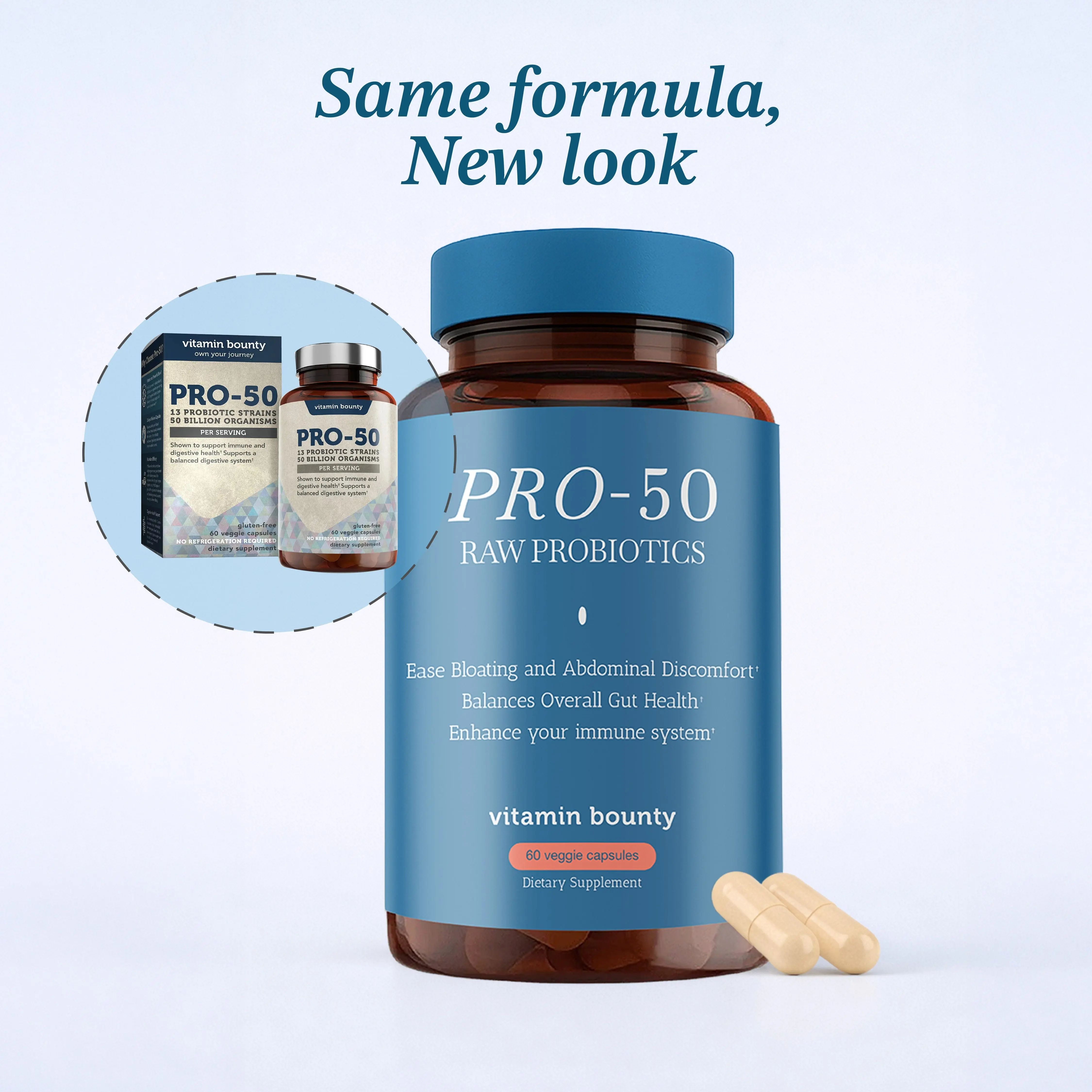 Vitamin Bounty Pro-50 Probiotic - 50 Billion CFU, 13 Strains, Immune & Gut Health Support, Delayed-Release, 60 Capsules