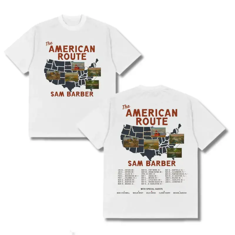 Sam Barber 2026 Tour T-Shirt – The American Route Concert Tour Shirt for Fans, Men Women Shirts, Graphic Print T-shirt