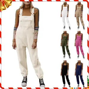Imily Bela Women's Fleece Warm Overalls Winter Loose Casual Jumpsuits with Pockets