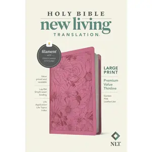 NLT Large Print Premium Value Thinline Bible, Filament-Enabled Edition (LeatherLike, Garden Pink) Imitation Leather – Large Print, November 9, 2021