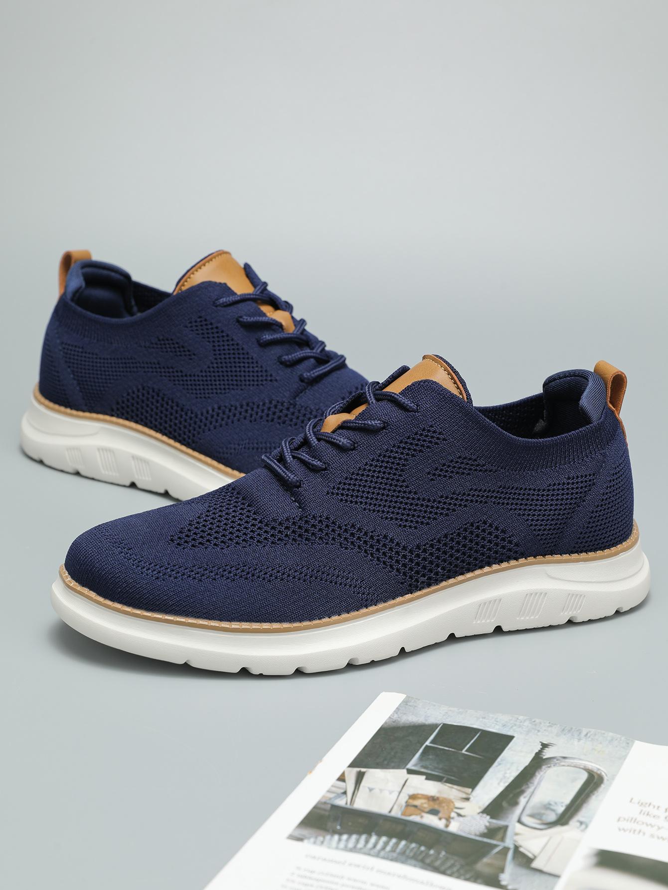 Men's Casual Mesh Breathable Solid Color Slip on Shoes, Lightweight Comfortable Sports Running Shoes,Knitted Mesh Breathable AndComfortable Platform Sneakers Closed Boy Trainer Footwear Runner Training Athletic