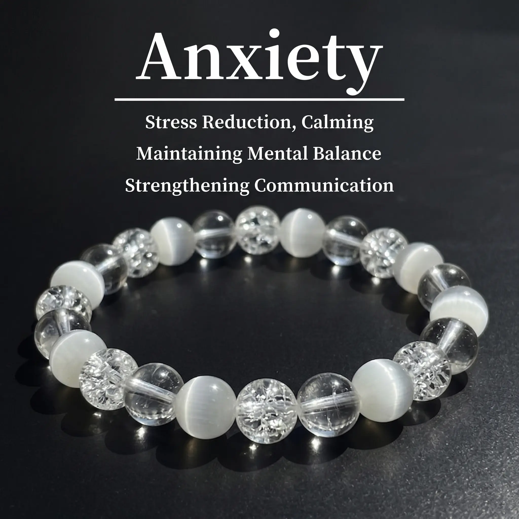 Handmade Healing Crystal Bracelets for Women - Anxiety Relief, Energy Protection, Mental Balance, Negative Vibes Block, White Quartz Yoga Spiritual Jewelry, Thoughtful Self-Care Gift, Stress Reduction
