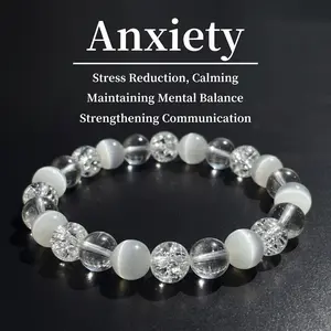 Anxiety Crystal Beaded Bracelets for Women Men, Yoga & Spiritual Jewelry for Calming Mood & Mindful Living, Handmade Gemstone Bracelet for Balance & Wellness, Thoughtful Gift for Self-Care Enthusiasts summerwins Energy Protection Stress Reduction