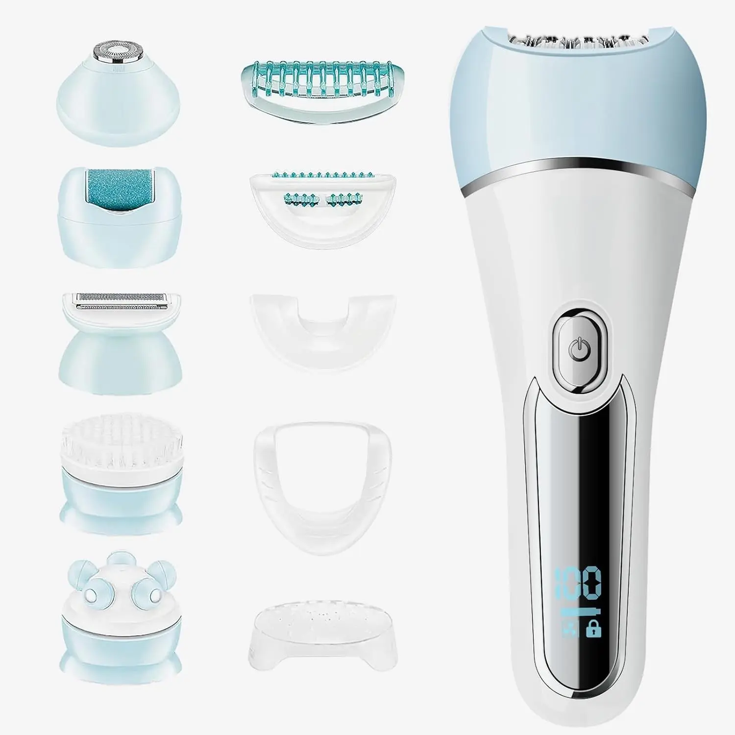 Epilator for Women, 6 in 1 Hair Removal Epilator, Shaver, Face Razor, Facial Brush, Face Massage and Body Exfoliator,IPX7 Waterproof Rechargeable Hair Removal for Women, 2 SpeedsGift.