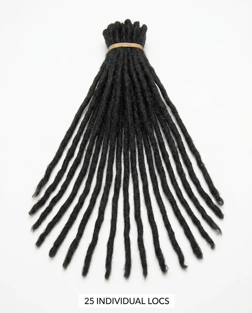 LOCSANITY Real Human Hair Afro Kinky Dreadlock Extensions Bundle (25 Pcs) - Handmade, Medium 1/4" Width Pencil-Sized, Multiple Lengths, Braiding Dreadlock Hair for Interlock Locs, Glueless Afro Kinky, Protective Hairstyles, Natural Undyed, Handmade Artisa