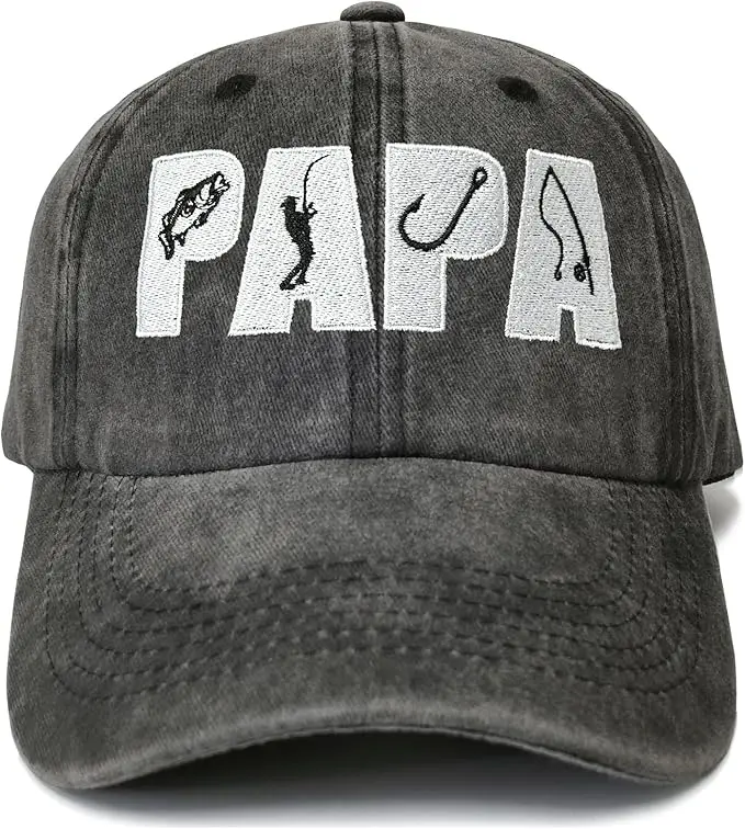 Papa Fishing Hat – Happy Father's Day Gift – Outdoor UV Sun Protection Bucket Cap with Adjustable Strap for Dad, Husband, & Grandpa
