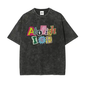 Unisex Abolish ICE Vintage Washed T-Shirt  – Satirical Political Graphic Vintage Tee