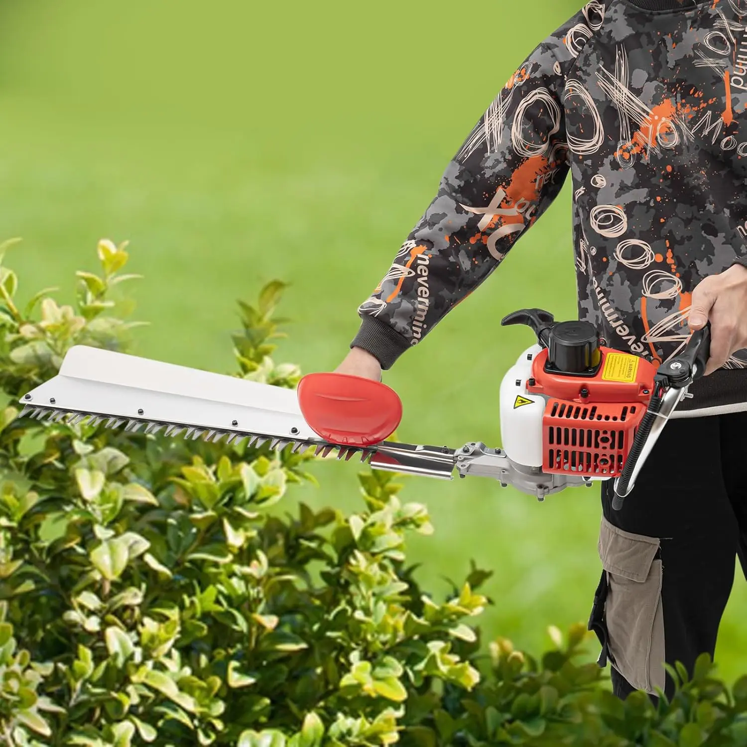 Gas Powered Hedge Trimmer,22.5CC 2-Stroke Single-Cylinder Air-Cooled Handheld Garden Bush Trimmer Tool,Single-Edged Blade for Homes, Yards, Gardens