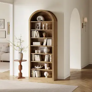 LITTLE TREE 8-Tier Bookcase, 78.7" Tall Bookshelf with Arched Top, Large Freestanding Wooden Open Bookcase Bookshelf, Modern Display Book Shelf for Living Room, Bedroom, Office, Library