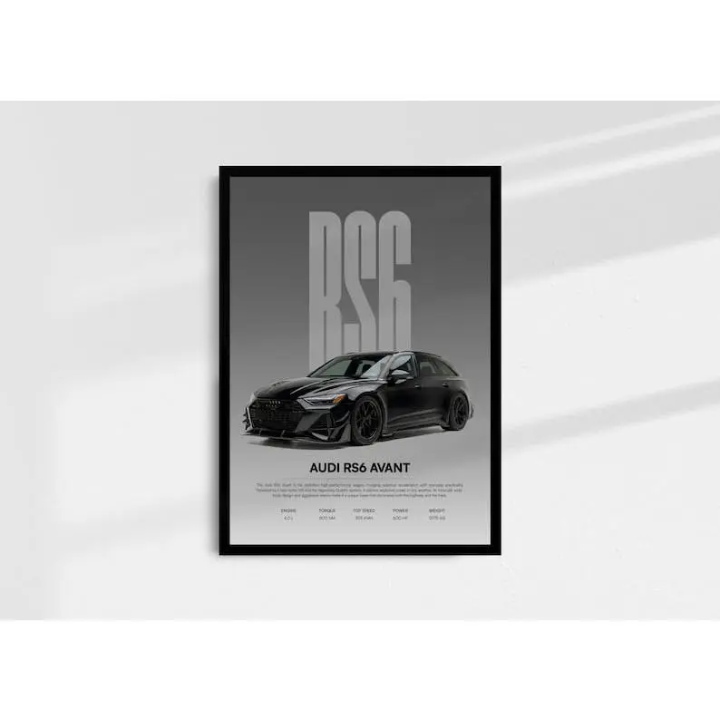 Audi RS6 Avant Poster – Car Guy Gift, Man Cave Decor, Product without frame