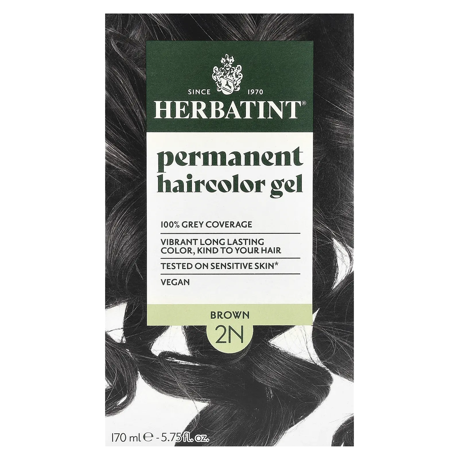 Herbatint Permanent Haircolor Gel, 2N Brown, 5.75 fl oz (170 ml) Herbatint Permanent Haircolor Gel, 2N Brown, 5.75 fl oz (170 ml)