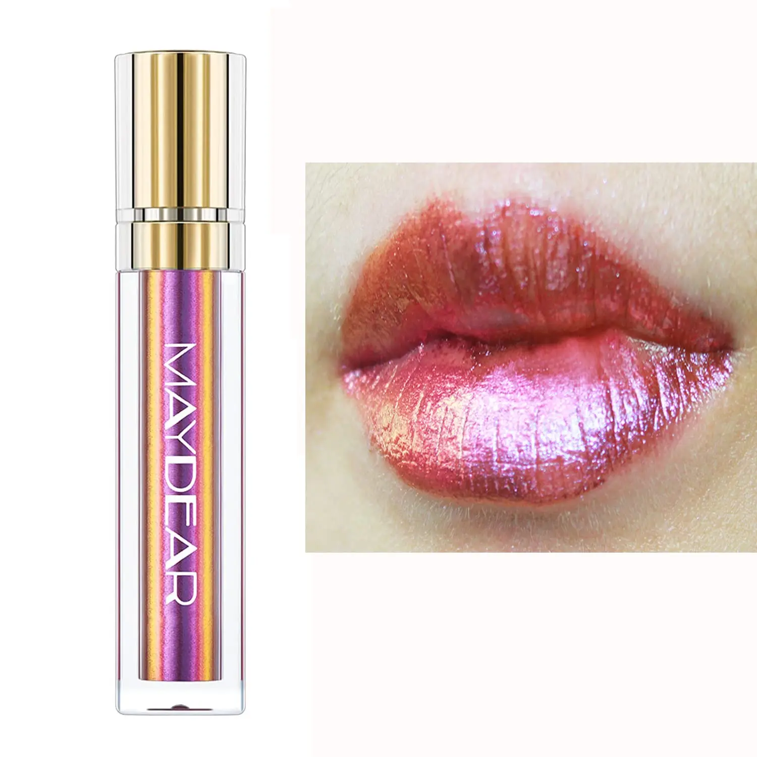 Maydear Chameleon Lipstick, Long Lasting Waterproof Colourful Diamond Shimmer Lip Gloss for Women Girls Makeup kit
