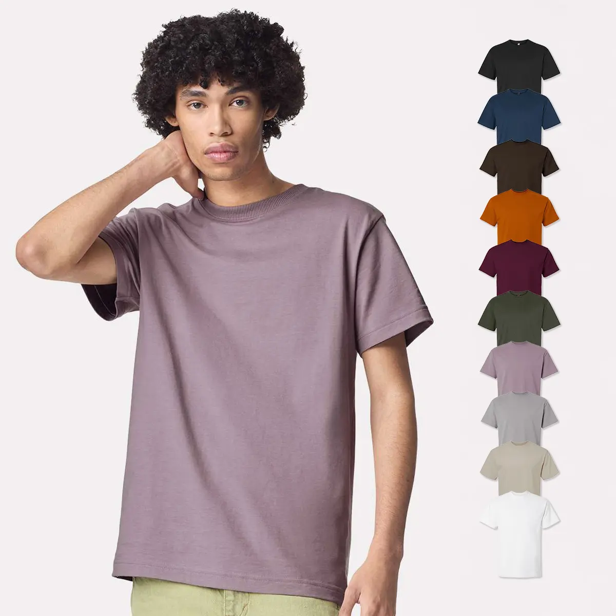 American Apparel Unisex Super Heavyweight T-Shirts for Women & Men, Multi Pack Bulk Cotton / Polyester Undershirts - 10 Different Color