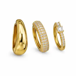 3PCS 14K Gold Filled Chunky Hoop Earrings Set for Women | Waterproof, Tarnish-Free, Hypoallergenic Huggie Hoops for Sensitive Ears | Minimalist Stacking Jewelry Gift