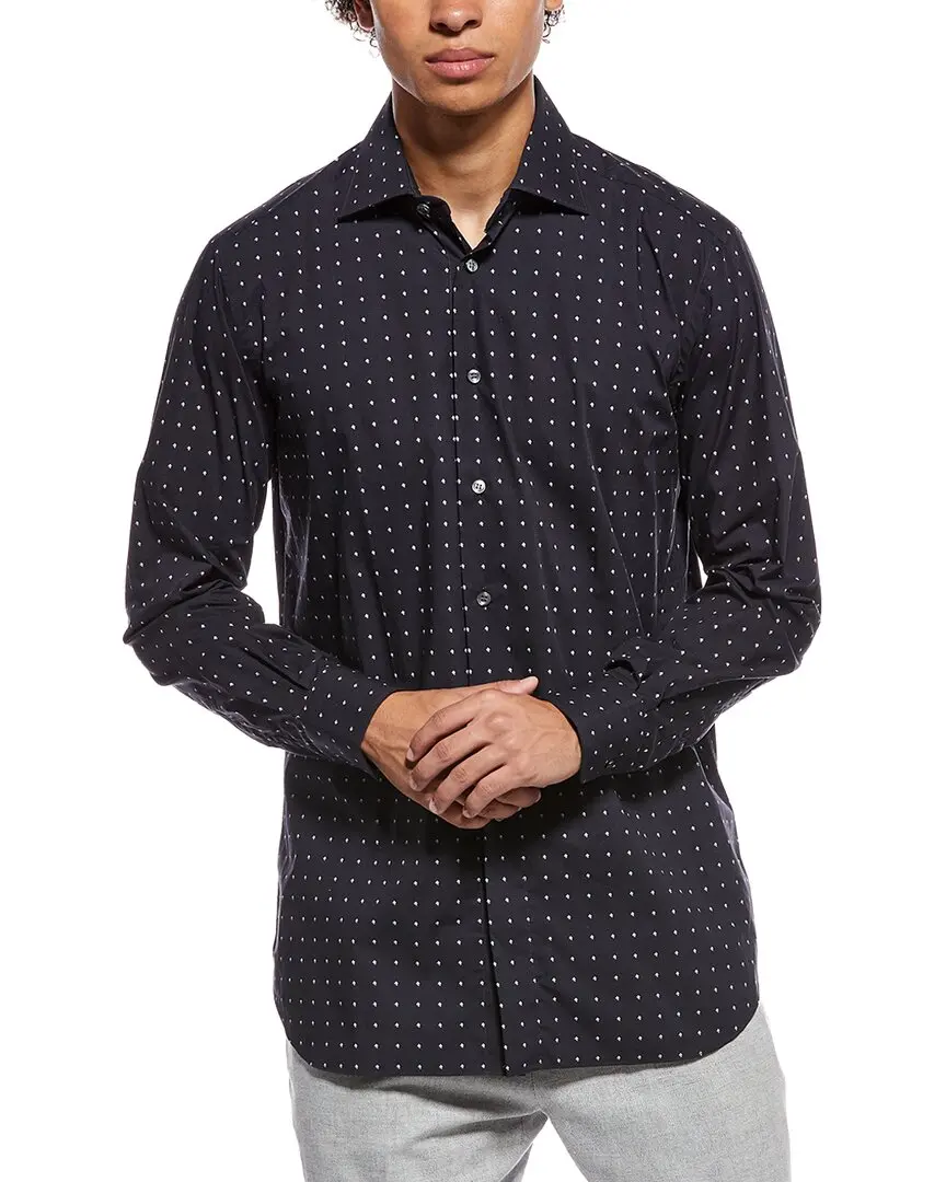 Brioni Micro Dot Cotton Sport Shirt