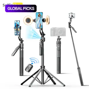AI Face-Tracking Selfie Stick with Remote Control, USB-Rechargeable 4-Foot Selfie Stick with 360° Rotation, Selfie Stand and Portable Selfie Accessories for Cell Phones, Cameras and Fill Light, Phone Accessories #GLOBAL PICKS
