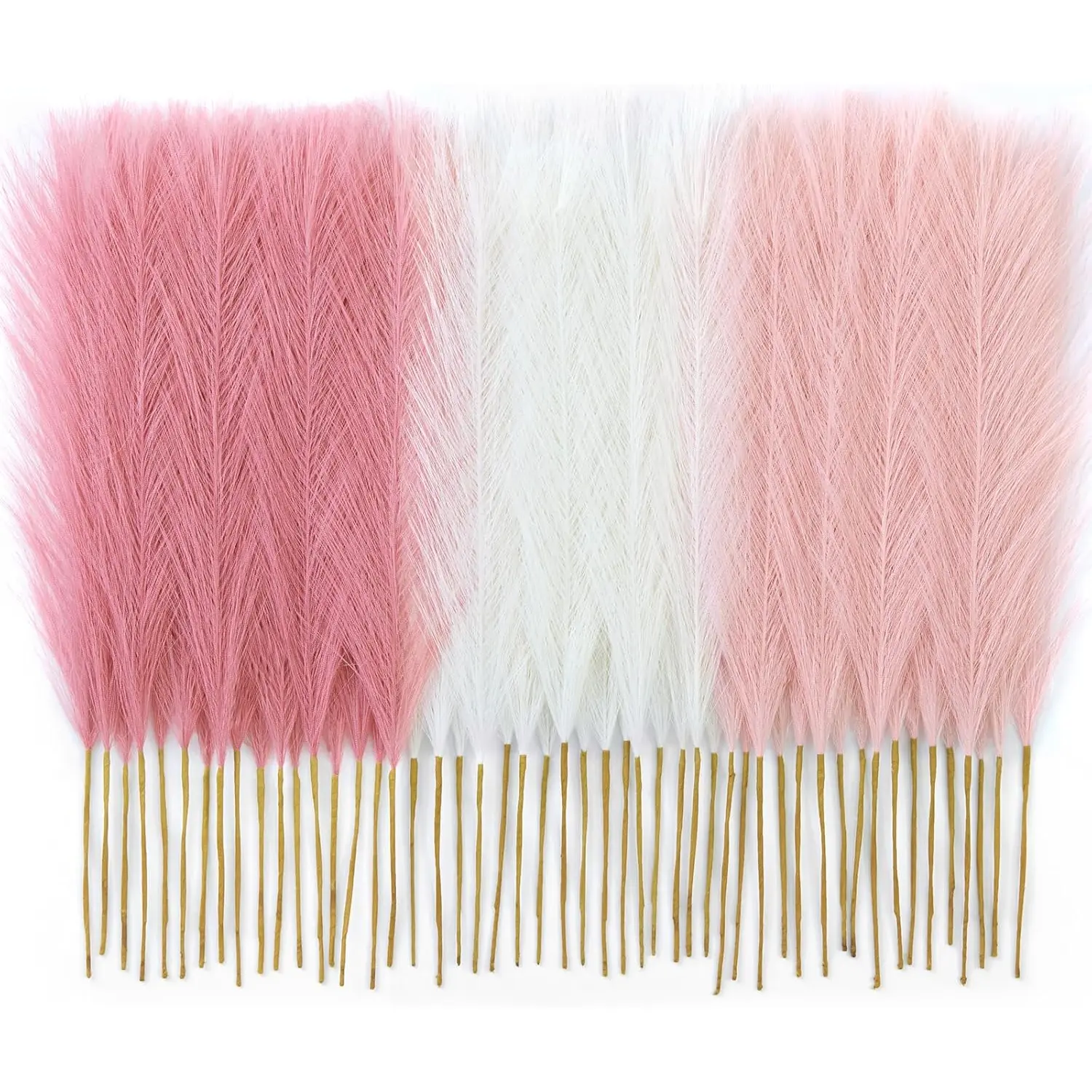 30pcs 17in (55cm) Blush Pink Silk Pampas Grass Artificial Flowers Decorative Accessories Bundle - Fluffy Gradient Feathers, High-End Home Decor for Boho Lovers, Living Room, Wedding Table Centerpiece Vase Gift