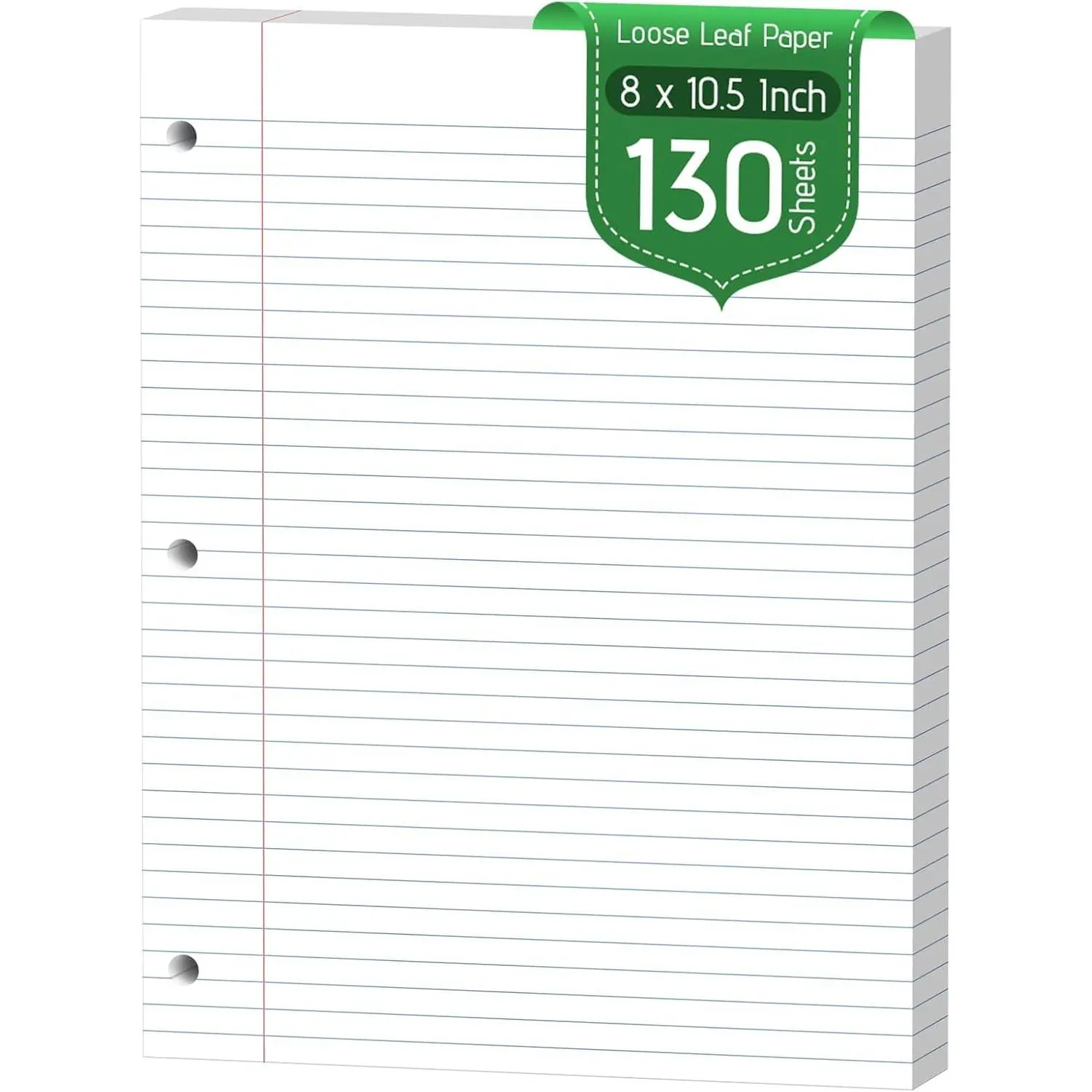 120 Sheets White Loose Leaf Paper, 8 x 10.5 In College Ruled Filler Paper Lined Writing Paper, 3 Hole Paper for School, Office and Note Taking