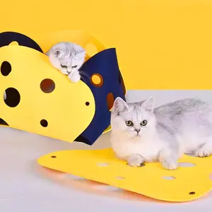 DIY Felt Cat Tunnel in Colorful Design, Foldable and Washable Pet Toy for Cats, Versatile Cat Bed and Play Space for Cozy Fun