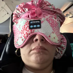 SeSe Code Bluetooth 3-in-1 Satin Sleep Bonnet with Wireless Audio Built into Eye Mask, Adjustable Design for Sleep, Daily Use and Travel