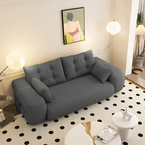 SAVEYOUR 78.7 Inch Grey Human Size Dog Bed Lazy Sofa Couch, 3-in-1 Foldable Multi-Functional Sleeper Sofa Bed, Soft Teddy Fabric Foam Filling Comfortable Lounger Bed for Living Room, Guest Bed and Playroom Use