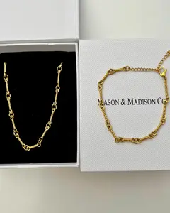 Best Gold Rope Link Chain Necklace Bracelet Chain Set Trends for Women, Lady, Wife, Mom | Women’s BEST Trending Trendy Gold Rope Link Chain Necklace Bracelet Set Jewelry Gift on Sale for Women, Lady, Mother, Wife | Mason & Madison Co.