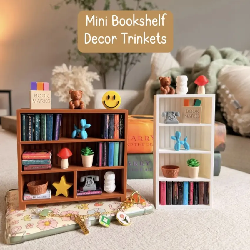 Mini Bookshelf Trinkets Decor Cute Accessories for Mini Bookshelves Display Setup Bookish Room Aesthetic Cozy Shelf Decorations Perfect for Readers Collectors and Craft Lovers Looking to Style Their Miniature Book Nook Spaces