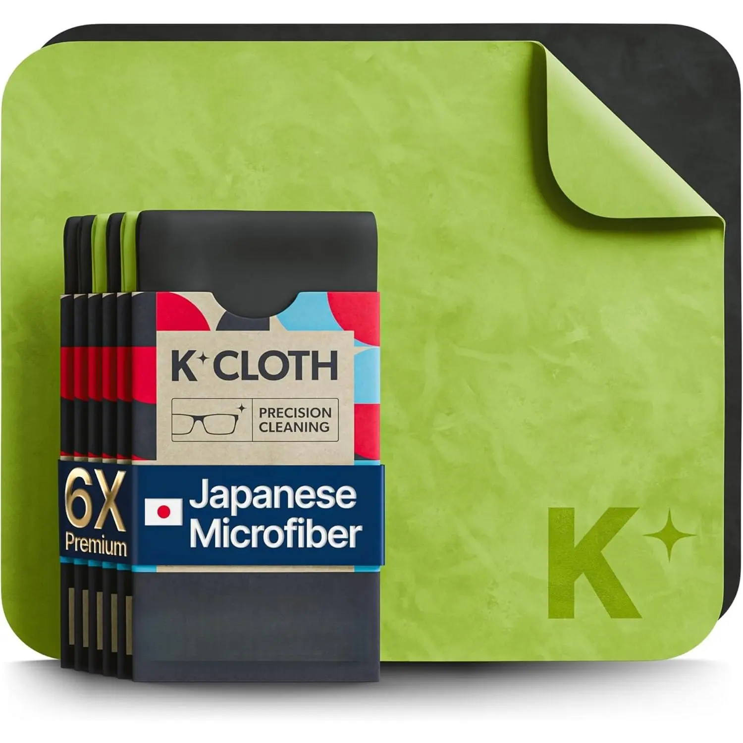 Lens Cleaning Cloth |  Microfiber | Glasses Cleaning Cloths | Eyeglass Lens Cleaner | Eyeglasses, Camera, VR/AR Headset, and Screen Cleaner | Black & Green (Pack of 6)