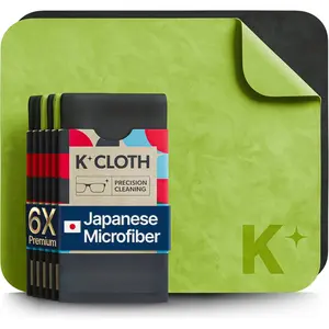 Lens Cleaning Cloth |  Microfiber | Glasses Cleaning Cloths | Eyeglass Lens Cleaner | Eyeglasses, Camera, VR/AR Headset, and Screen Cleaner | Black & Green (Pack of 6)