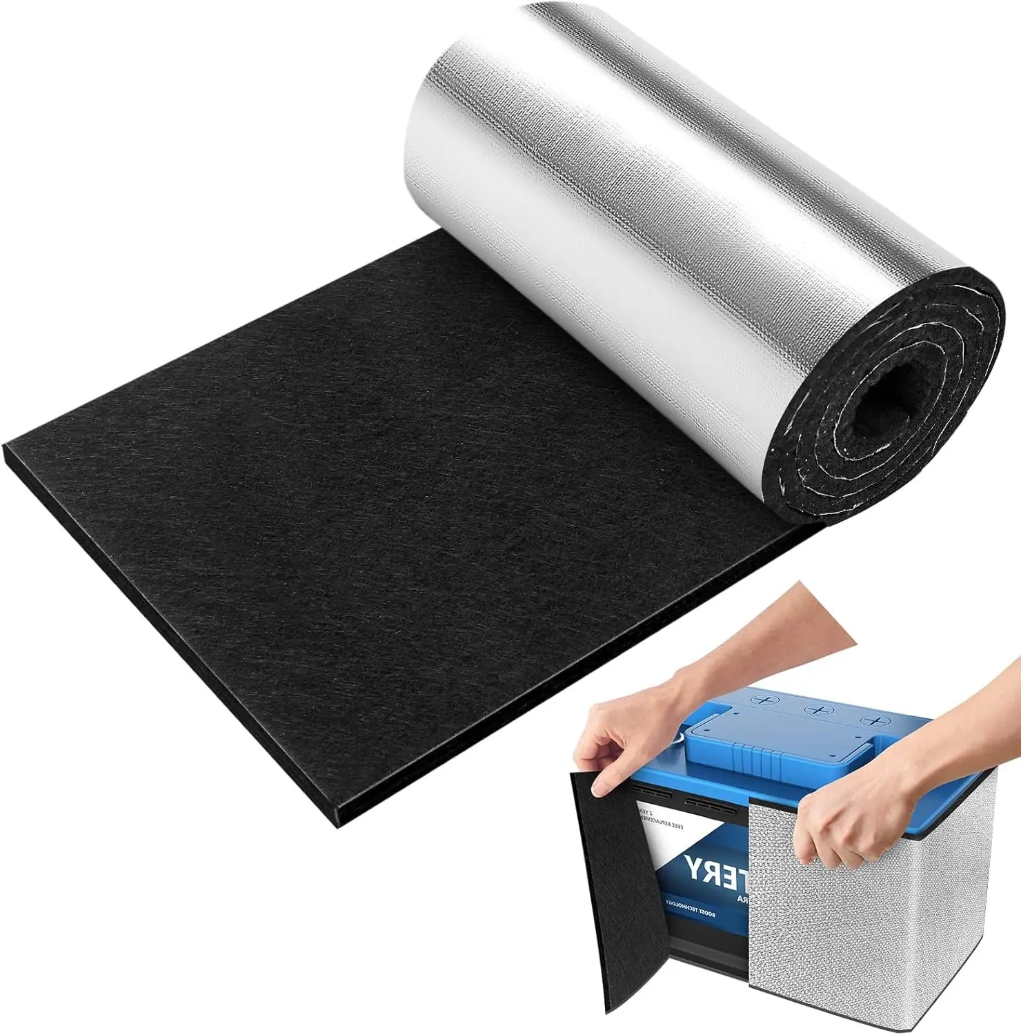 40"x7" 5mm Thick 1PCS Universal Car Battery Insulation Blanket Anti-Conductive Thermal Heat Shield Cover for Cold Weather Battery Protection