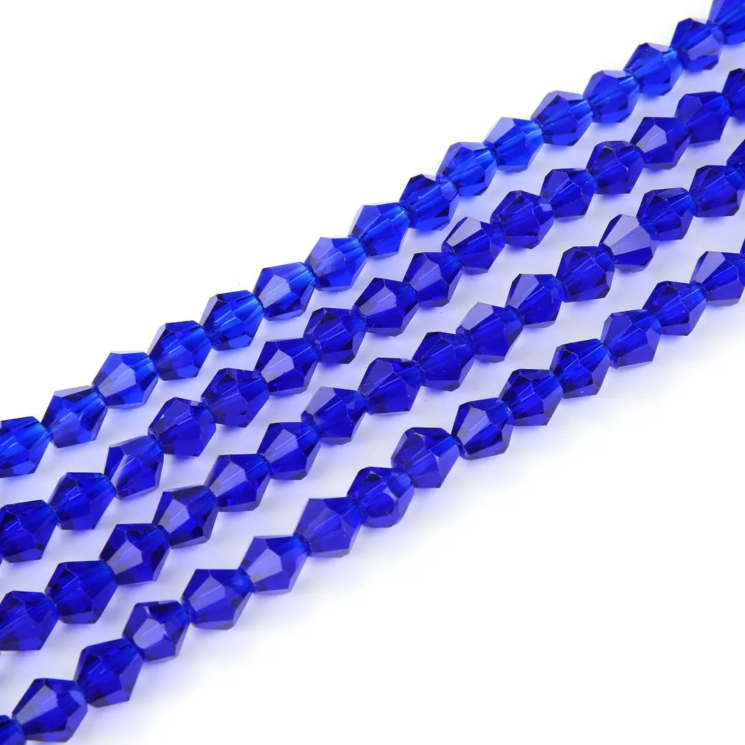 250pcs Creative Club Faceted Bicone Crystal Glass Beads, Cobalt Blue, 6mm (0.24 Inch), Hole ID 1mm, CCB625