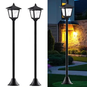 40" Solar Lamp Post Lights - IP65 Waterproof LED, Dusk to Dawn, Outdoor Garden Yard Pathway Decor (2 Pack)