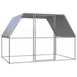 vidaXL Chicken Cage, Walk-in Chicken Coop for Hens Ducks Rabbits Small Animals Outdoor Backyard, Chicken Pen, Poultry Cage, Galvanized Steel 150778