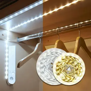 Motion-sensor LED strip lights - available in warm Light or white Light, powered by USB or batteries, suitable for cabinets, bedrooms, living rooms, Tabletop, a choice for lighting decoration