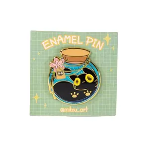 Black Cat Magical Potion Enamel Pin - Liquid Cat Serie - Mikou Original Art - 1.5 Inches