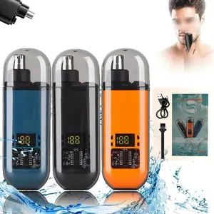 Nose Hair Trimmer for Men Women Rechargeable LED Display IPX7 Waterproof Dual Edge Blades Painless Eyebrow Facial Hair Shaver Easy Cleaning Grooming Tool