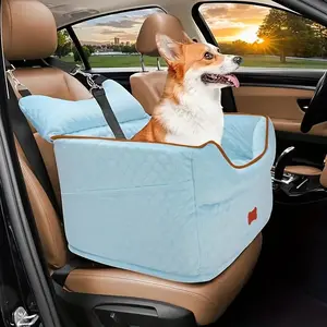 Dog Car Seat - Memory Foam Dog Booster Seat for Small Dogs Up to 25lbs-Elevated Pet Car Seat with Storage Pockets and Dog Seat Belt-Soft Pet Travel Bed for Front & Back Seats-Removable Washable